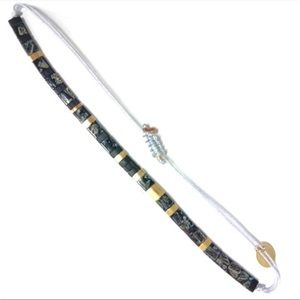 Miyuki Tila Bead knitted tie bracelet